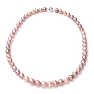 Multi Edison Pearl Necklace (Size - 20) in Rhodium Overlay Sterling Silver with Magnetic Lock