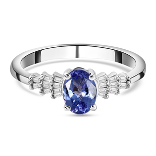 One Time Deal Premium Tanzanite and Diamond Ring in Sterling Silver
