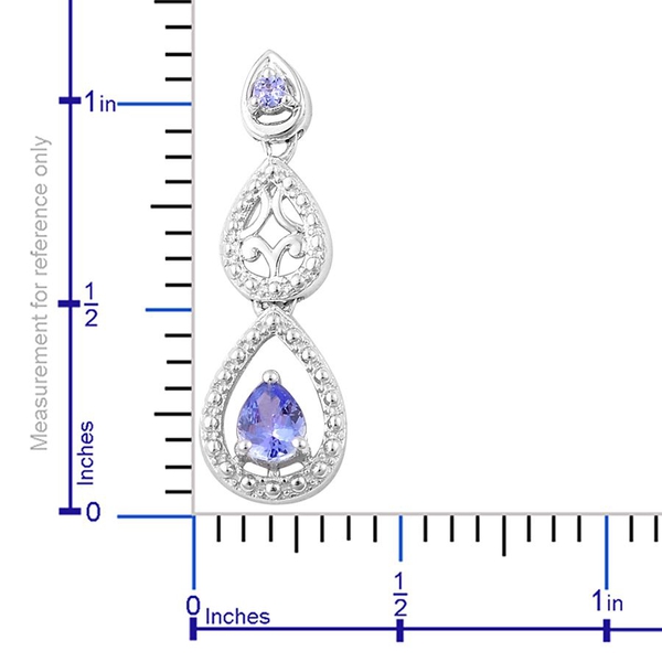 Tanzanite (Pear) Earrings (with Push Back) in Platinum Overlay Sterling Silver