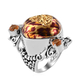 Sajen Silver Leopard Gold Druzy Collection  - Agate, Quartz Doublet Ring in Rhodium Overlay Sterling Silver 24.40 Ct,  Silver Wt. 10.50 Gms