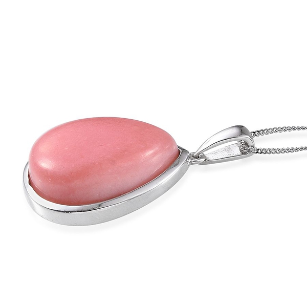 Peruvian Pink Opal (Pear) Solitaire Pendant With Chain in Platinum Overlay Sterling Silver 11.750 Ct.