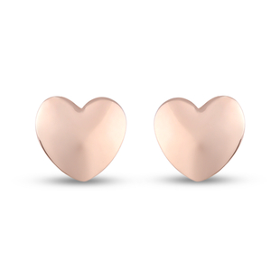 Rose Gold Overlay Sterling Silver Heart Stud Earrings (with Push Back)