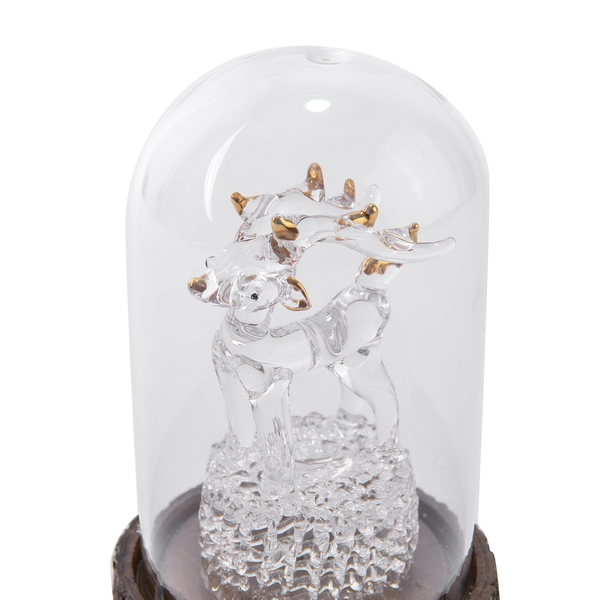 Home Decor - LED Light Christmas Reindeer with Glass Cover (Size 11X7X7 Cm)