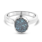 Artisan Crafted Blue Polki Diamond Ring (Size L) in Platinum Overlay Sterling Silver 0.50 Ct.