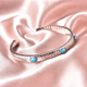 GP Tubogas Collection- Arizon Sleeping Beauty Turquoise and Blue Sapphire Bangle (Size 7.5) in Rhodi