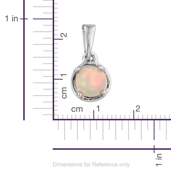Ethiopian Welo Opal (Rnd) Hook Earrings and Pendant in Platinum Overlay Sterling Silver 1.000 Ct.