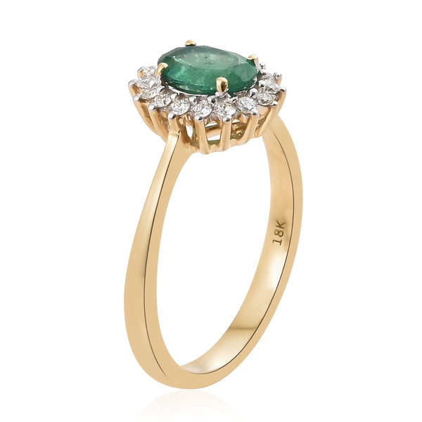 Exclusive Edition- ILIANA 18K Yellow Gold AAAA Premium Santa Terezinha Emerald (Ovl), Diamond Ring 1.250 Ct.