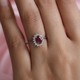 African Ruby (FF) and Natural Cambodian Zircon Ring in Platinum Overlay Sterling Silver 1.63 Ct.