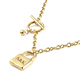 Personalised Engravable Gold Tone Love Lock Necklace in Stainless Steel, Size 17"