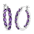 Amethyst Hoop Earrings With Clasp in Sterling Silver 7.13 Ct, Silver Wt 7.12 Gms.