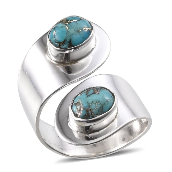 Jewels of India Blue Copper Turquoise (Ovl) Ring in Sterling Silver 2.180 Ct.