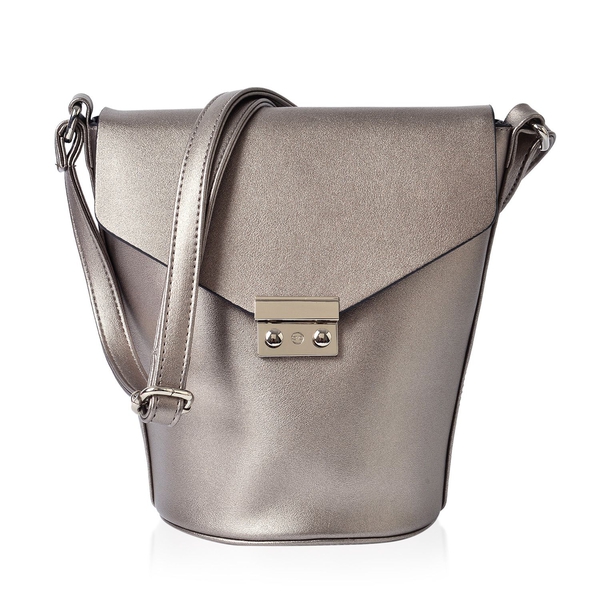 Greenwich Classic Structured Silver Grey and Colour Messenger Bag with Adjustable Shoulder Strap ( S