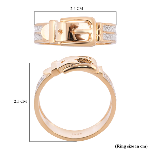 Royal Bali Collection - 9K Yellow Gold Diamond Cut Buckle Ring