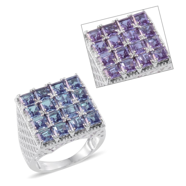 Lavender Alexite (Sqr) Ring in Platinum Overlay Sterling Silver 5.000 Ct.