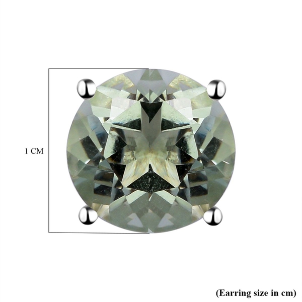 Prasiolite Stud Earrings (With Push Back) in Platinum Overlay Sterling Silver 5.00 Ct.