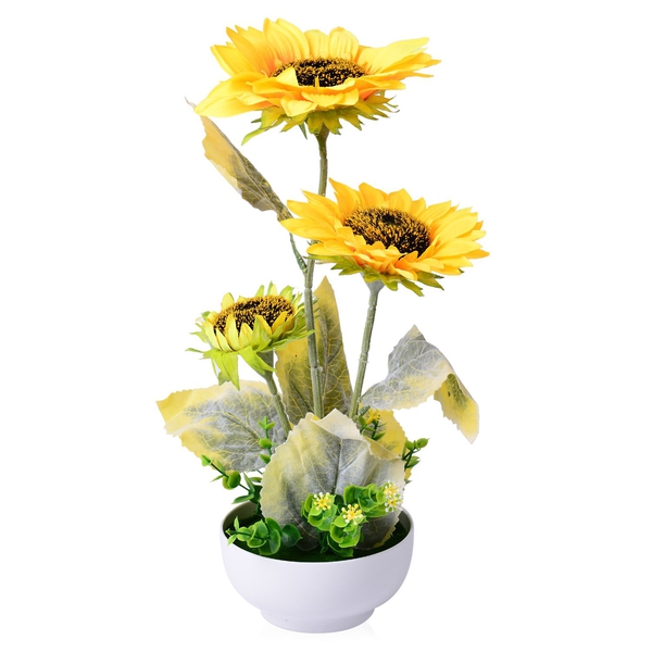 (Option 4) Home Decor - Sunflower Artificial Potted Plant (Size 40x38 Cm)