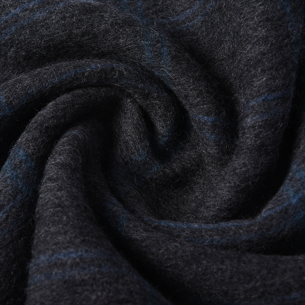 Super Soft Plaid Pattern 97% Wool Scarf (Size 30x167+8cm) - Black and Green