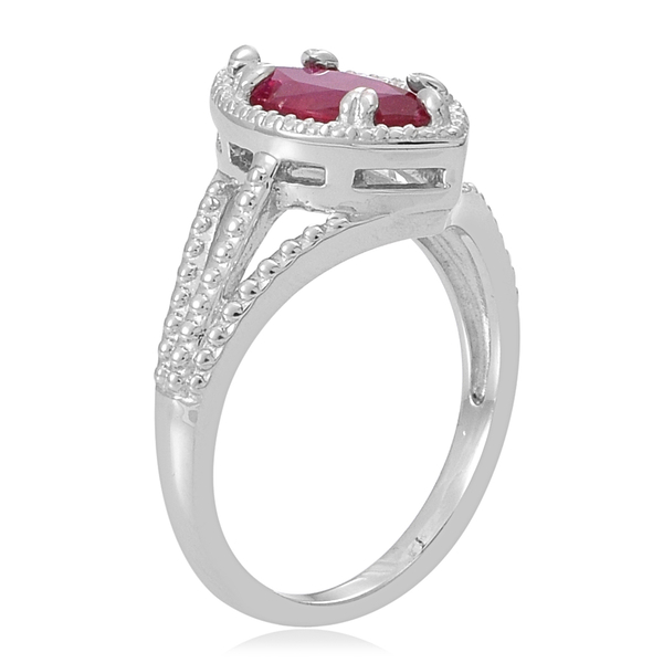 African Ruby (Mrq) Solitaire Ring in Rhodium Plated Sterling Silver 2.250 Ct.