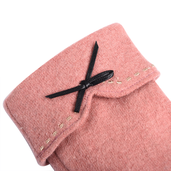 Super Soft Winter Cashmere Gloves with Bowknot - Rose