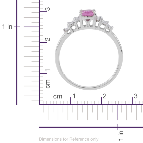 One Time Deal 9K White Gold AA Pink Sapphire (Ovl), Diamond (I3-G-H) Ring 1.000 Ct.