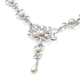 White Freshwater Pearl and White Austrian Crystal Necklace (Size 20) in Silver Tone