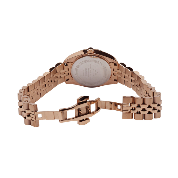 CHRISTOPHE DUCHAMP Elysees Swiss Movement Watch With Diamonds in Rose Gold Tone Stainless Steel
