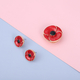 TJC Poppy Design - 2 Piece Set - Poppy Magnet Brooch and Earrings (with Push Back) in Yellow Tone