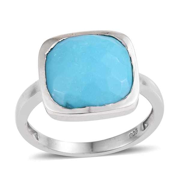 5.25 Ct Sleeping Beauty Turquoise Solitaire Ring in Platinum Plated Sterling Silver