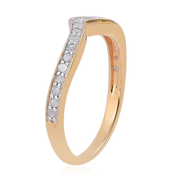 Diamond (Rnd) Wishbone Ring in Yellow Gold Overlay Sterling Silver 0.250 Ct.