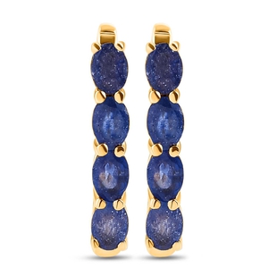 Masoala Sapphire (FF) Hoop Earrings (with Clasp) in 18K Gold Vermeil Overlay Sterling Silver 2.36 Ct