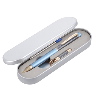 Blue Sapphire Gemstone Filled Colour Ball Pen with Keychain and Extra Refill