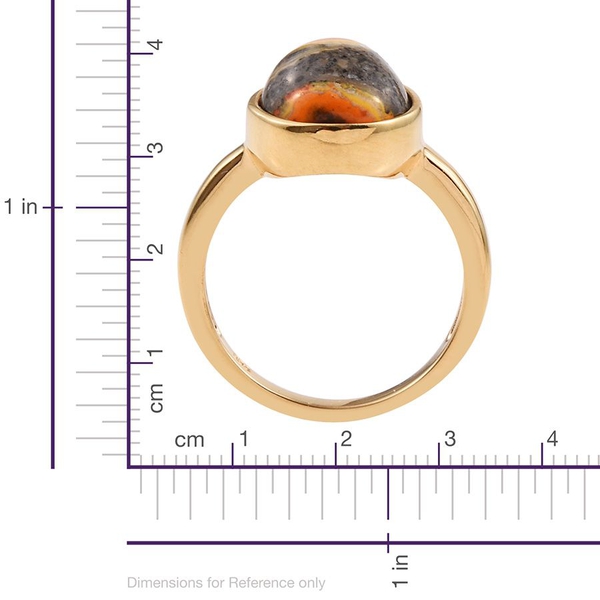 Bumble Bee Jasper (Pear) Solitaire Ring in 14K Gold Overlay Sterling Silver 4.750 Ct.