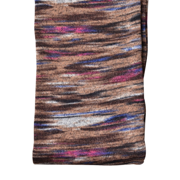 Chocolate, Pink and Multi Colour Abstract Pattern Infinity Scarf (Size 75X24 Cm)