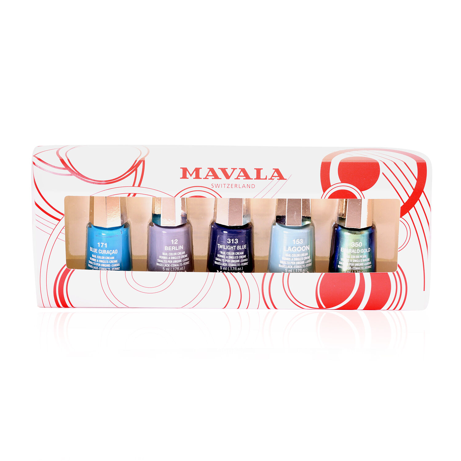 Mavala- Set of 5 Autumn Fall Nail Polish 5ml- Blue Curacao 171, Berlin 12, Twilight Blue 313, Lagoon