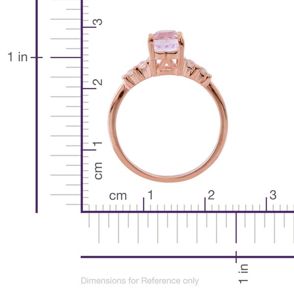 AAA Urucum Kunzite (Ovl 1.75 Ct), Natural Cambodian Zircon Ring in Rose Gold Overlay Sterling Silver 2.000 Ct.