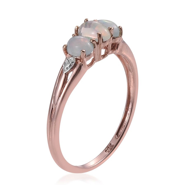 Ethiopian Welo Opal (Ovl) 3 Stone Ring in Rose Gold Overlay Sterling Silver 0.500 Ct.