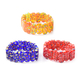 Set of 3 - Blue, Red and Champagne Colour Murano Style Glass Stretchable Bracelet (Size 7)