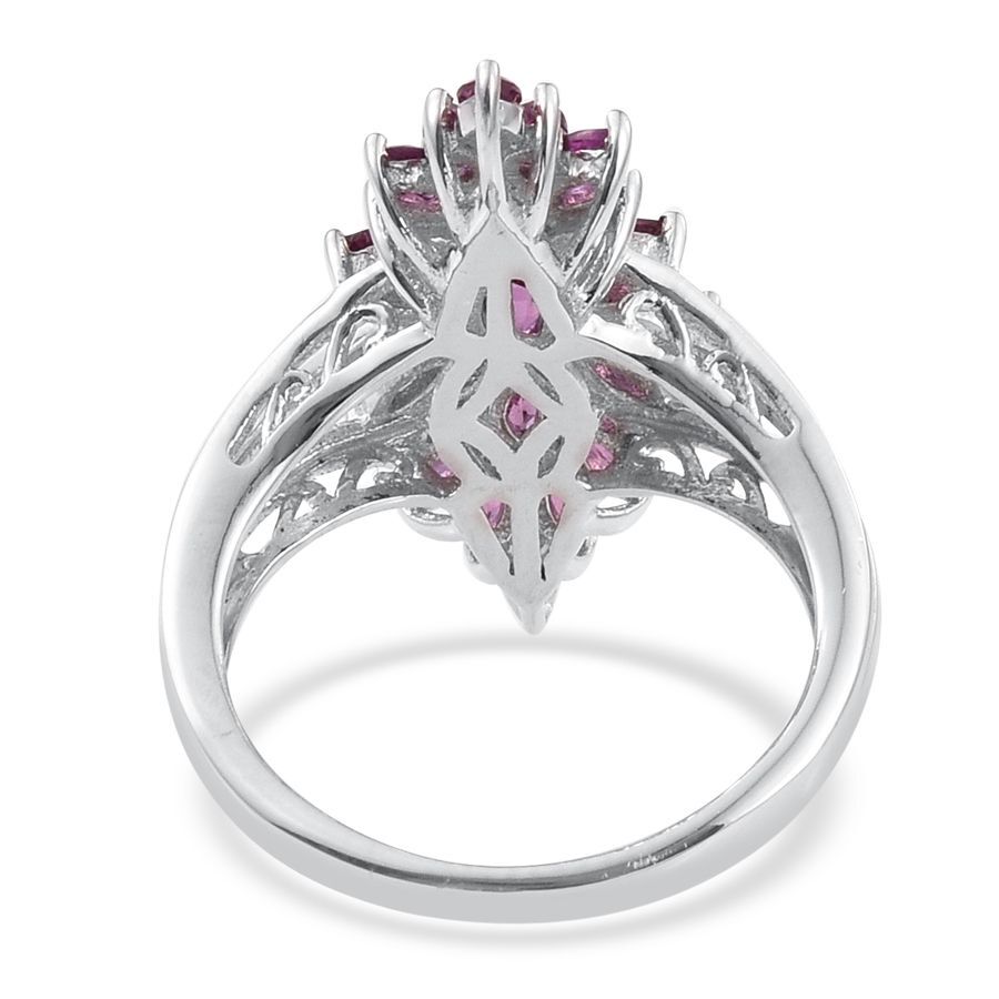 Rare Mozambique Grape Colour Garnet (Ovl) Cluster Ring in Platinum Overlay Sterling Silver 2.250 Ct.