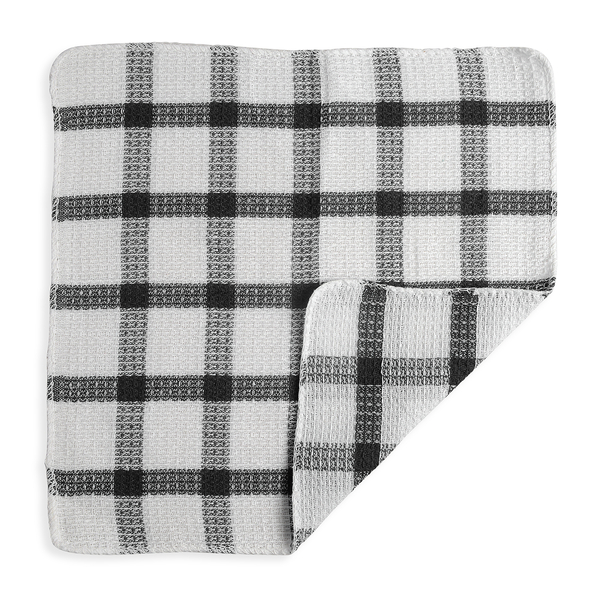 Set of 24 - 100% Cotton Dark Navy Checkered Cotton Dish Cloth (31x31cm)