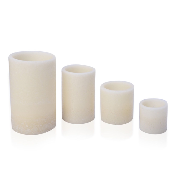 Set of 4 - Flameless Wax Blowing Candles (Size 7X7- 10X9.5- 14.5X10- 19.5X12 Cm)