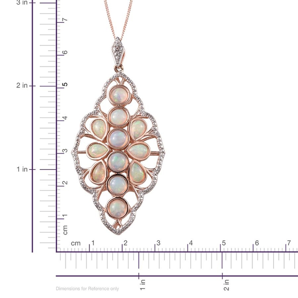 Ethiopian Welo Opal (Rnd) Pendant With Chain in Rose Gold Overlay Sterling Silver 3.000 Ct.