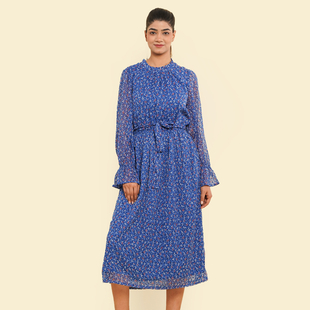 TAMSY Printed Dress (Size XXL, 24-26) - Blue