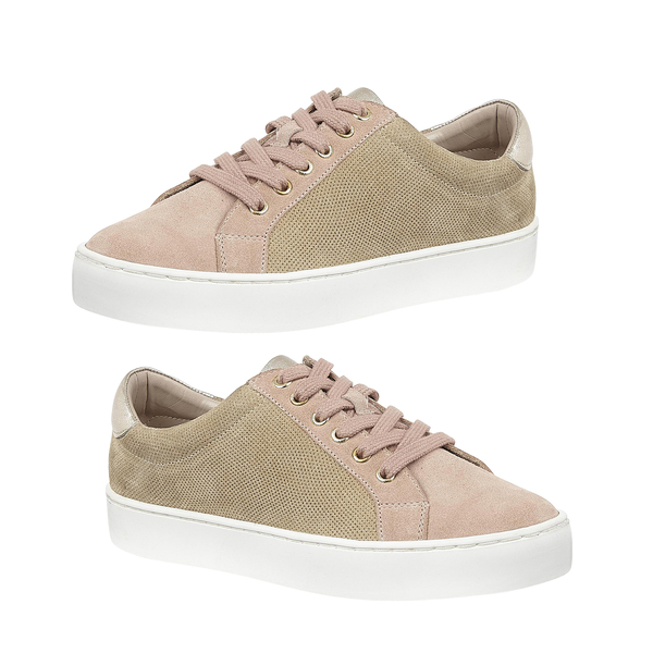 Lotus Stressless Leather Amsterdam Lace-Up Trainers (Size 3) - Natural and Pink