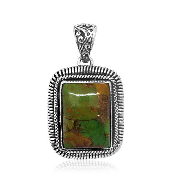 Green Mojave Turquoise (Oct) Pendant in Sterling Silver 13.630 Ct.