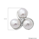 Freshwater Pearl and Simulated Diamond Stud Earrings (with Push Back) in Rhodium Overlay Sterling Silver