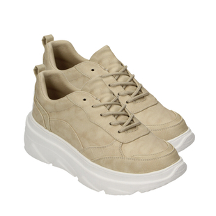 Taupe Trainers with Lace Detail