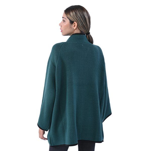 LA MAREY 100% Acrylic Knitted Coat with Buckle (Size 136x59 Cm) - Green