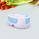 Portable Electric Heating Lunch Box in White & Light Blue (Size:23.5x16.5x10.5cm)