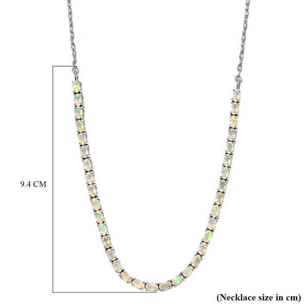 Ethiopian Welo Opal Necklace (Size - 18 with 2 inch Extender) in Platinum Overlay Sterling Silver 4.98 Ct, Silver Wt. 11.00 Gms