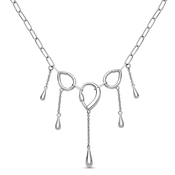LucyQ Paper Clip Drip Collection - 4 in 1 Wear Rhodium Overlay Sterling Silver Detachable Necklace (